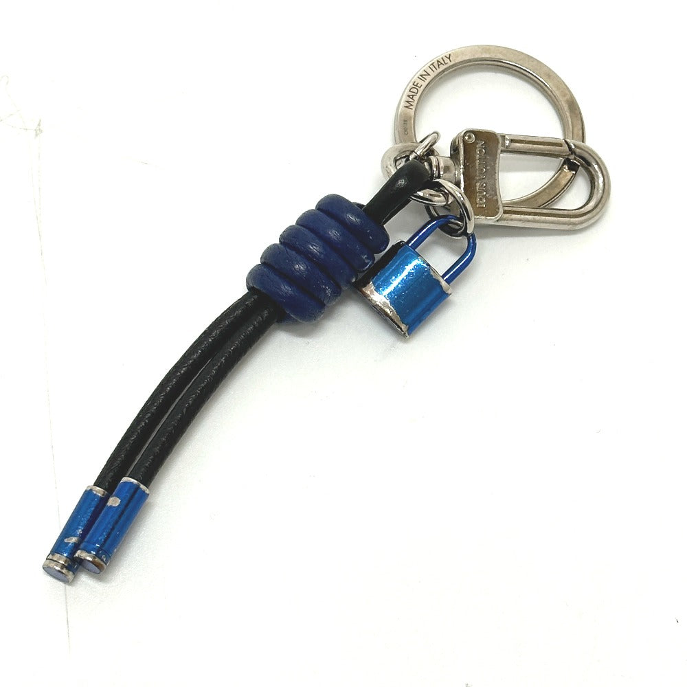 LOUIS VUITTON key ring M61713 Metal, Leather black Porto Crenot Rock mens Used Authentic