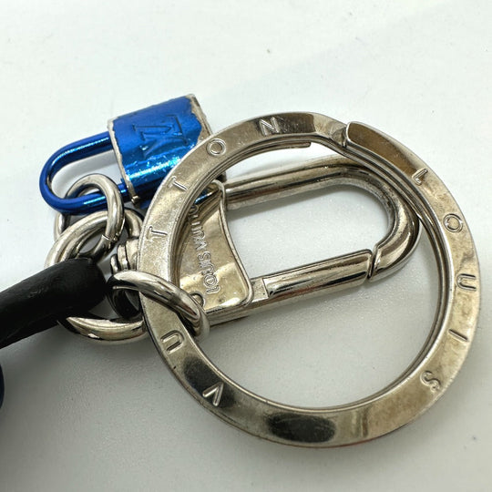LOUIS VUITTON key ring M61713 Metal, Leather black Porto Crenot Rock mens Used Authentic