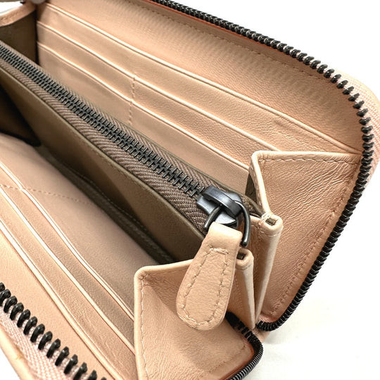 BOTTEGAVENETA Long Wallet Purse leather pink INTRECCIATO Zip Around mens Used Authentic