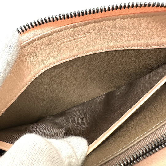 BOTTEGAVENETA Long Wallet Purse leather pink INTRECCIATO Zip Around mens Used Authentic