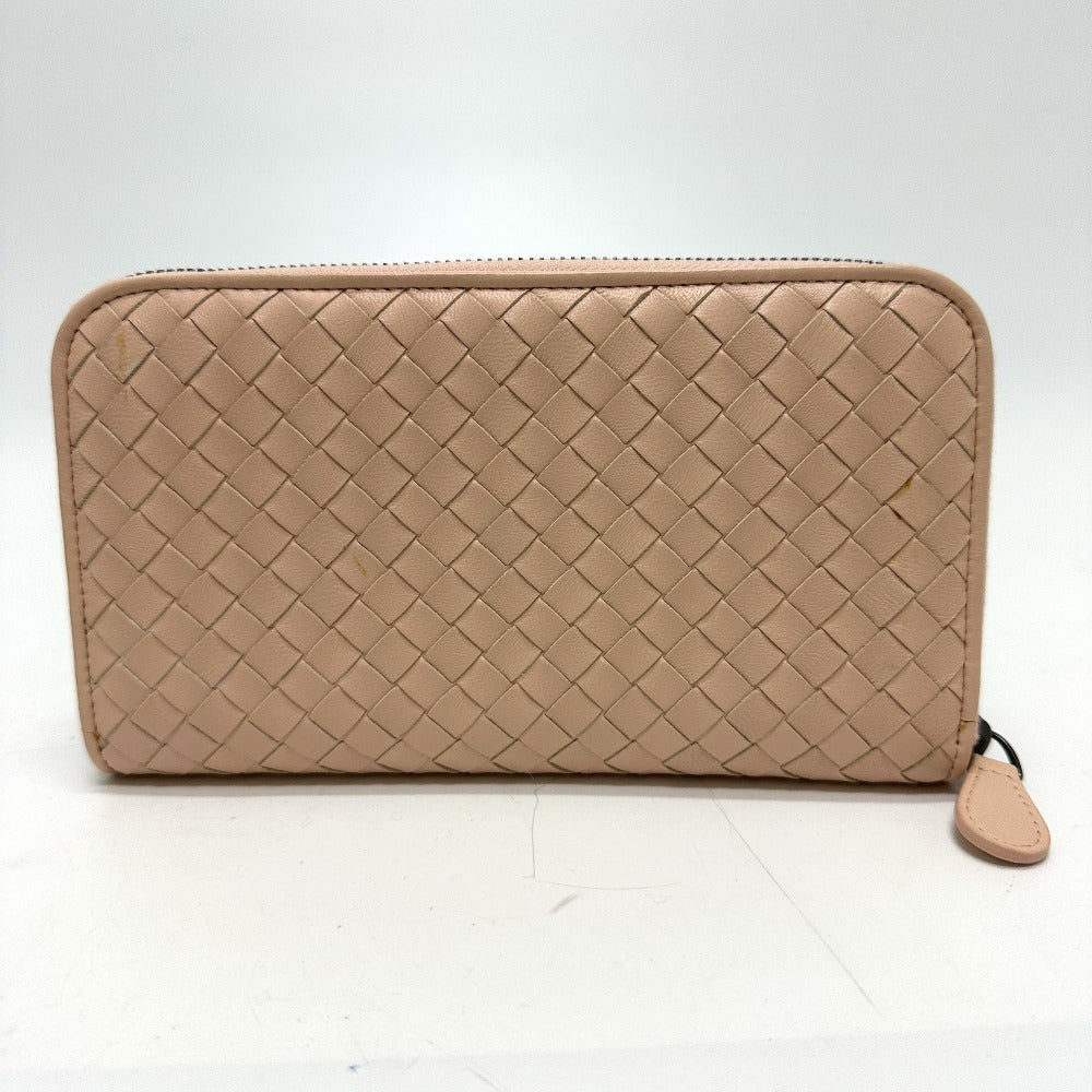 BOTTEGAVENETA Long Wallet Purse leather pink INTRECCIATO Zip Around mens Used Authentic