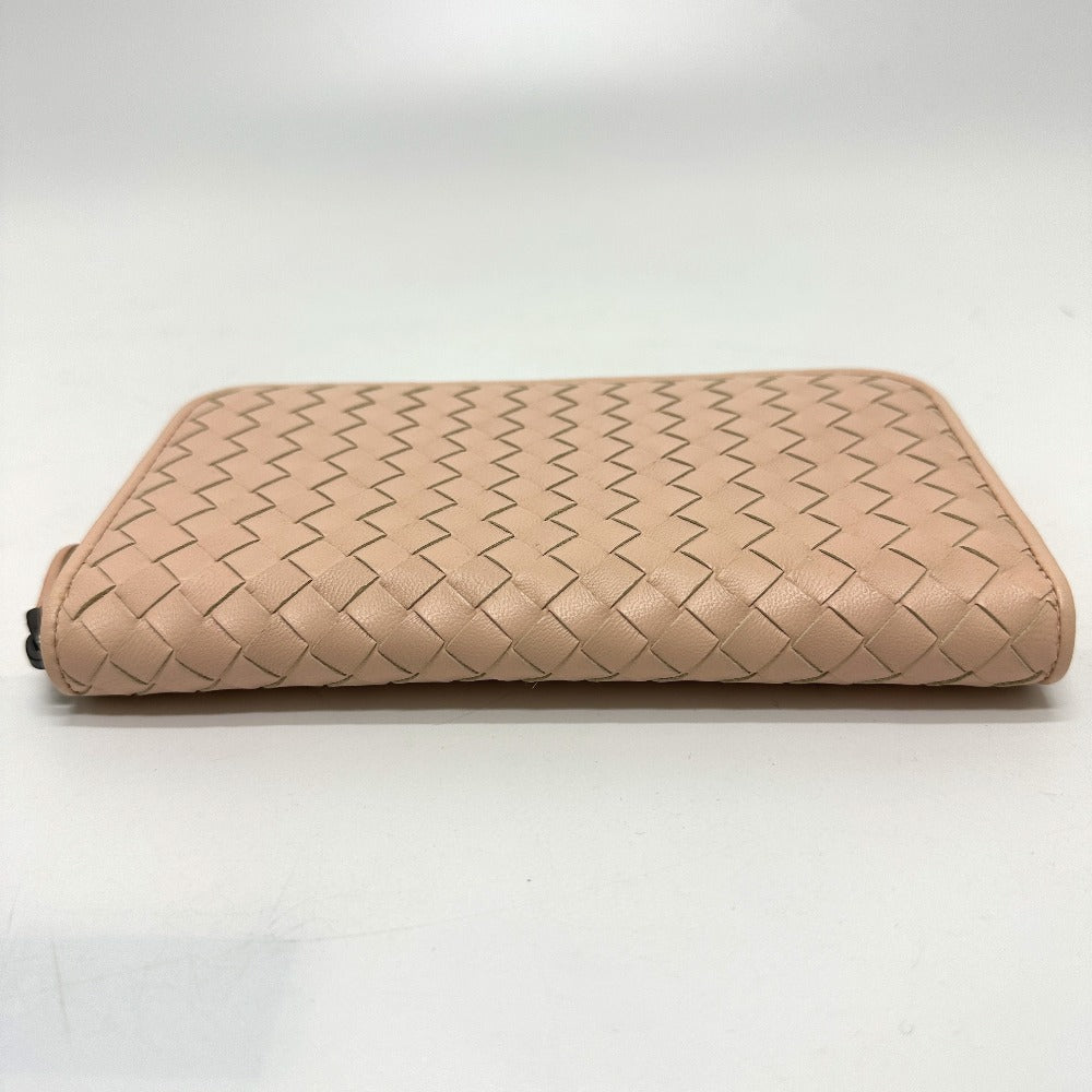 BOTTEGAVENETA Long Wallet Purse leather pink INTRECCIATO Zip Around mens Used Authentic