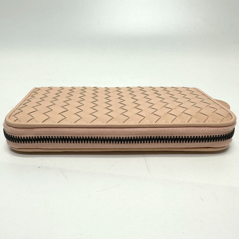BOTTEGAVENETA Long Wallet Purse leather pink INTRECCIATO Zip Around mens Used Authentic