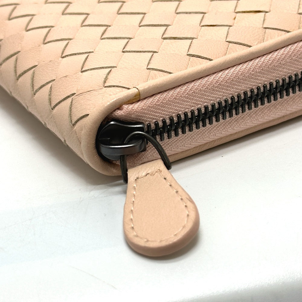 BOTTEGAVENETA Long Wallet Purse leather pink INTRECCIATO Zip Around mens Used Authentic