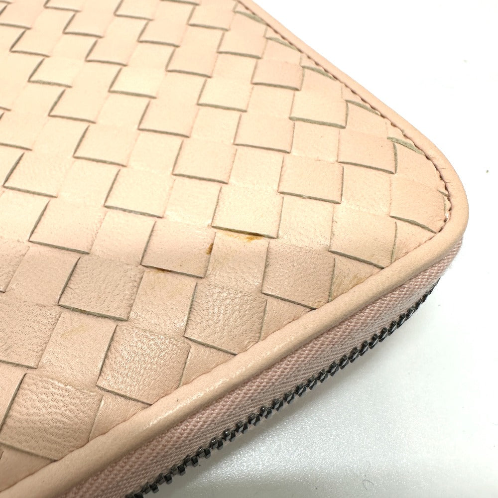BOTTEGAVENETA Long Wallet Purse leather pink INTRECCIATO Zip Around mens Used Authentic