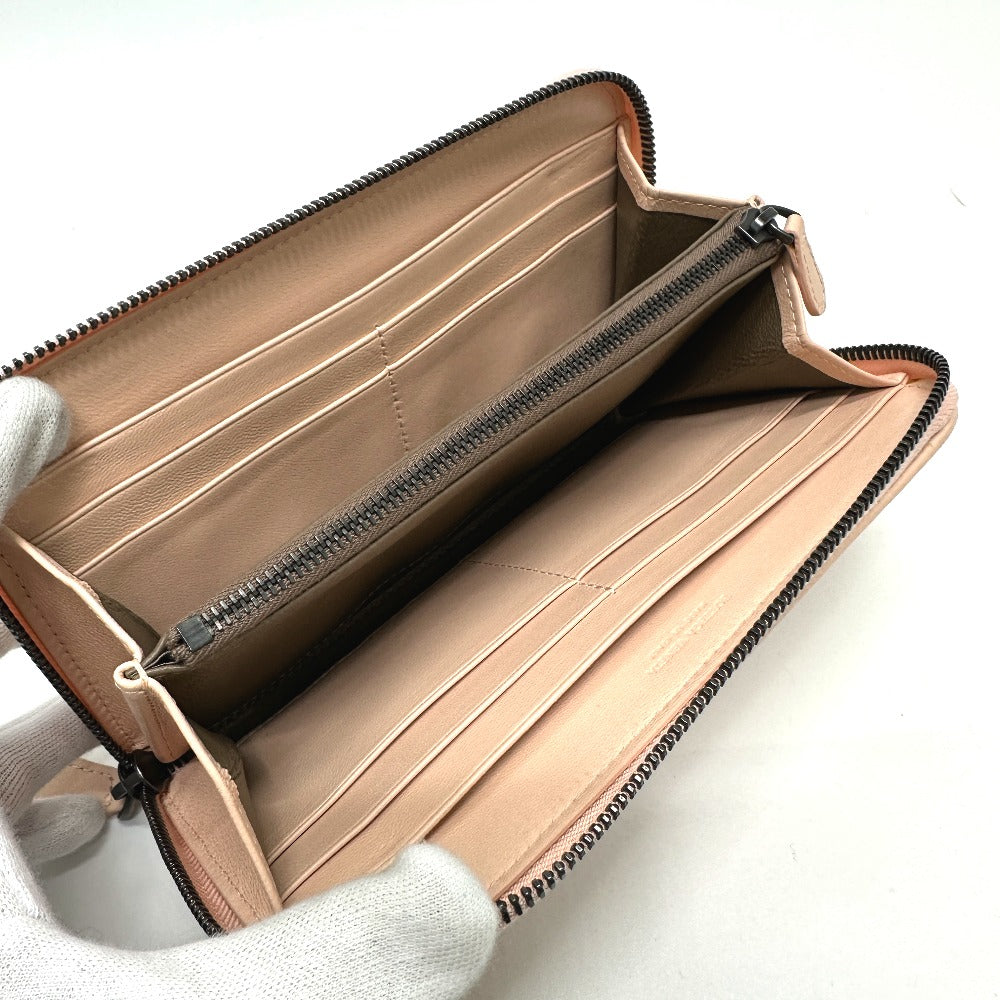BOTTEGAVENETA Long Wallet Purse leather pink INTRECCIATO Zip Around mens Used Authentic