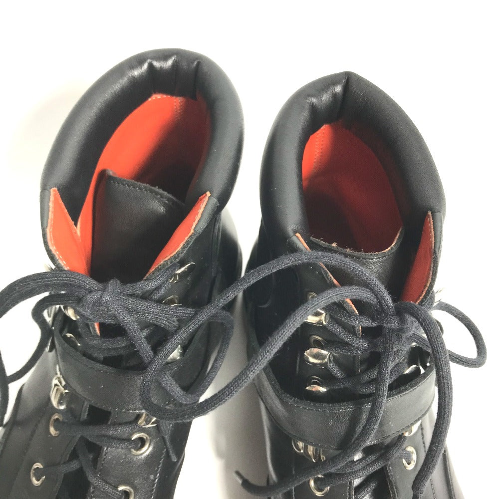 HERMES boots leather black trekking High cut H logo mens 40 Used Authentic