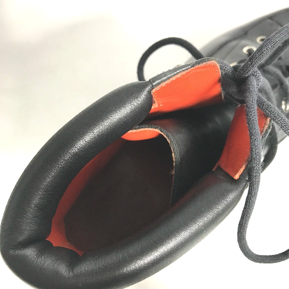 HERMES boots leather black trekking High cut H logo mens 40 Used Authentic