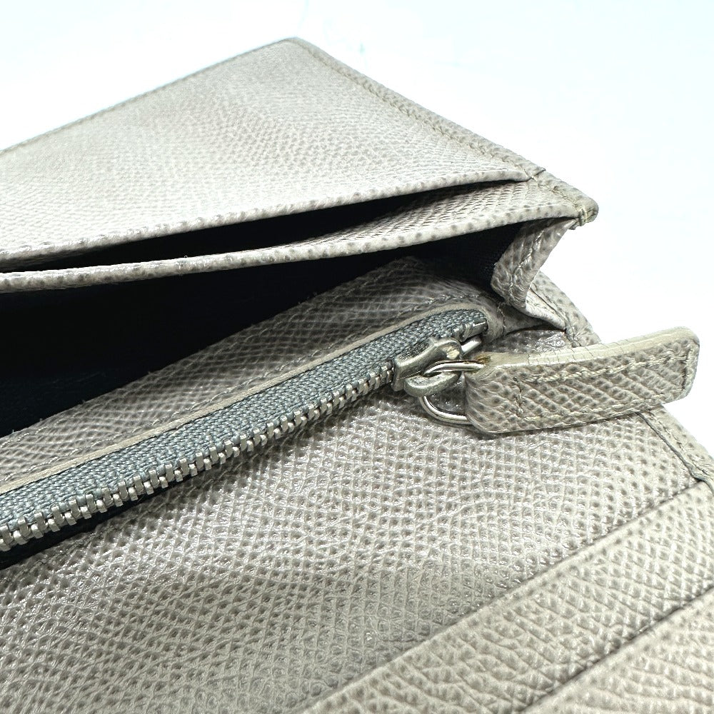 BVLGARI Folded wallet leather gray Bulgari Bulgari Women Used Authentic