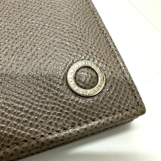 BVLGARI Folded wallet leather gray Bulgari Bulgari Women Used Authentic