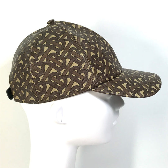 BURBERRY cap 8018971 PVC Brown TB Baseball cap mens M Used Authentic