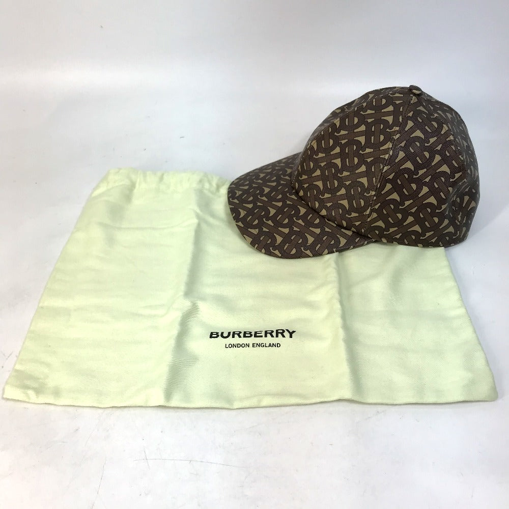 BURBERRY cap 8018971 PVC Brown TB Baseball cap mens M Used Authentic