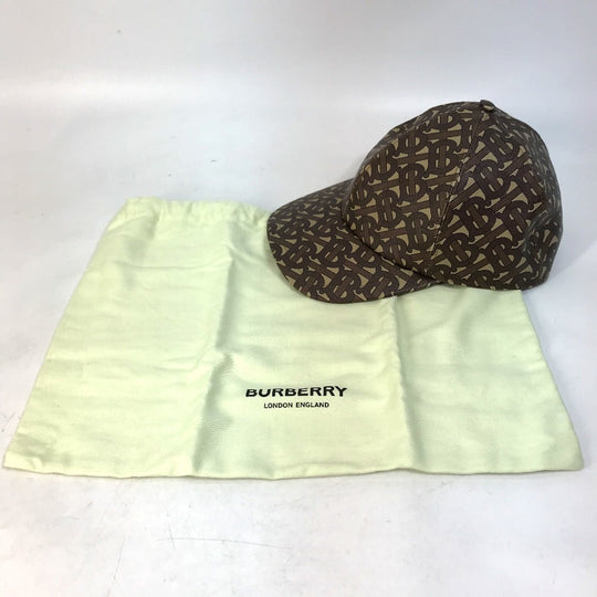BURBERRY cap 8018971 PVC Brown TB Baseball cap mens M Used Authentic