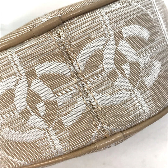 CHANEL Pouch A17682 canvas beige COCO Mark New travel line Women Used Authentic