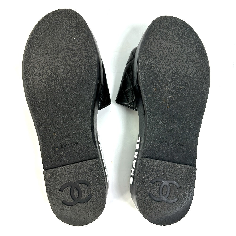 CHANEL Sandals G35925 lambskin black COCO Mark CC Matrasse quilting 36C