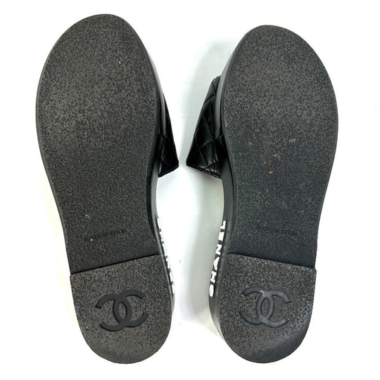 CHANEL Sandals G35925 lambskin black COCO Mark CC Matrasse quilting 36C