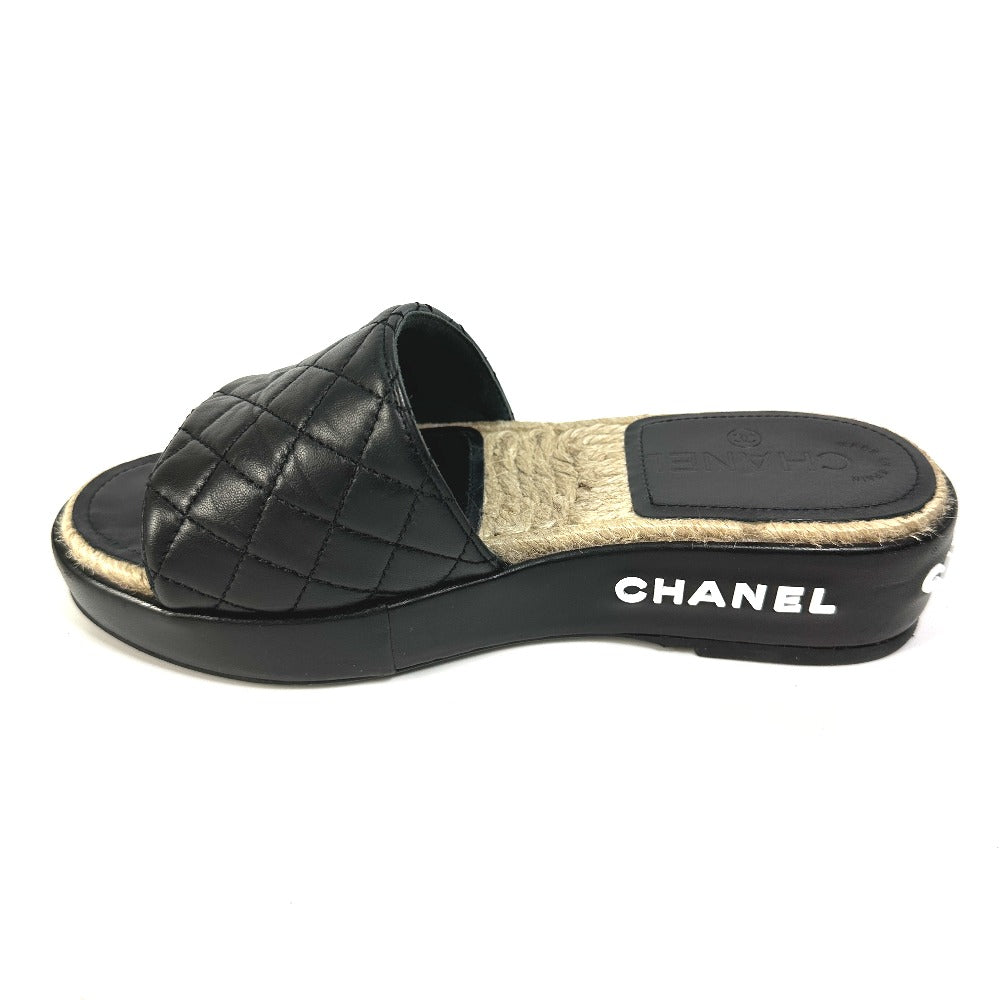 CHANEL Sandals G35925 lambskin black COCO Mark CC Matrasse quilting 36C