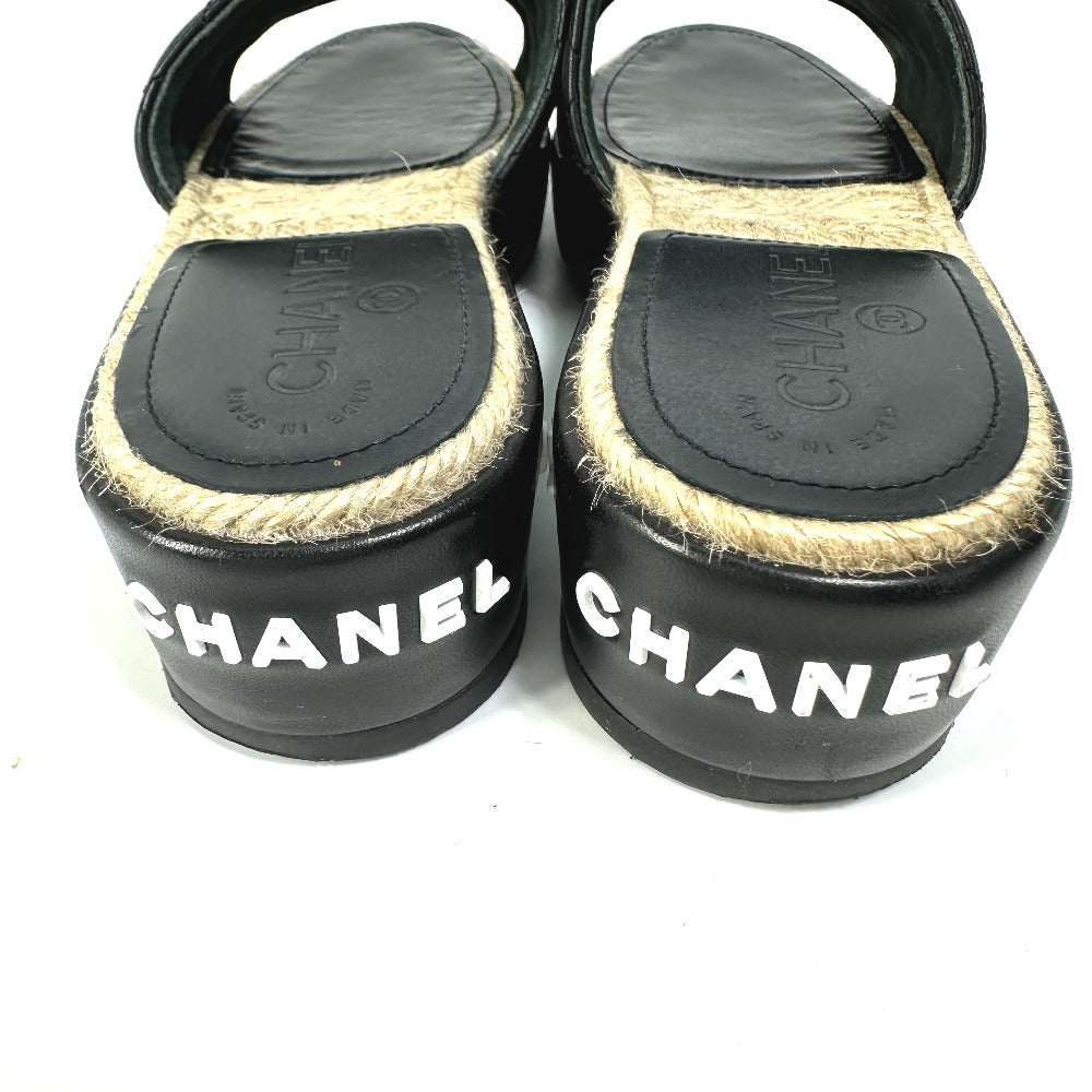 CHANEL Sandals G35925 lambskin black COCO Mark CC Matrasse quilting 36C
