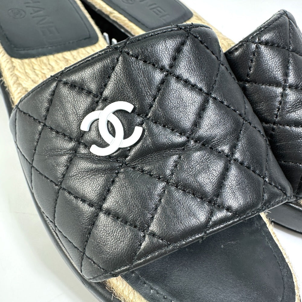 CHANEL Sandals G35925 lambskin black COCO Mark CC Matrasse quilting 36C
