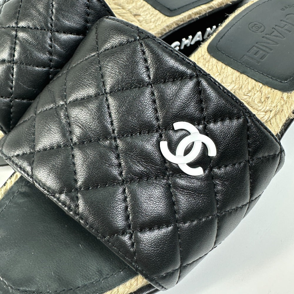CHANEL Sandals G35925 lambskin black COCO Mark CC Matrasse quilting 36C