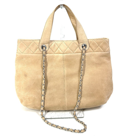 CHANEL Shoulder Bag suede beige COCO Mark Women Used Authentic