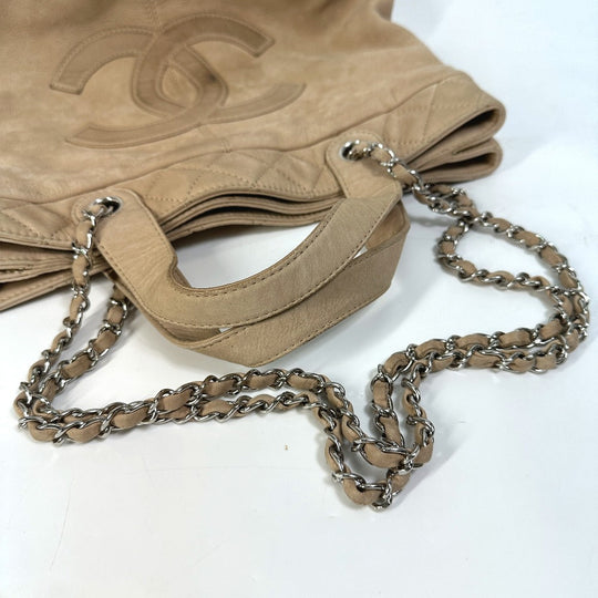 CHANEL Shoulder Bag suede beige COCO Mark Women Used Authentic