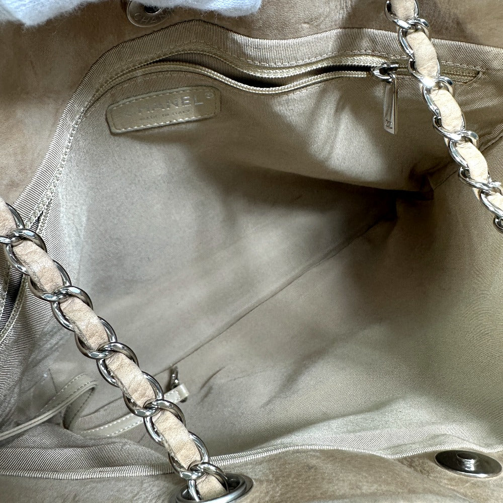 CHANEL Shoulder Bag suede beige COCO Mark Women Used Authentic