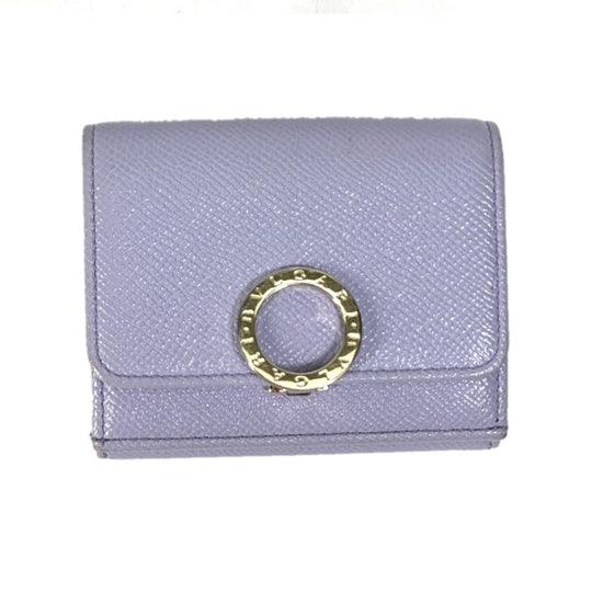 BVLGARI Trifold wallet leather purple Bulgari Bulgari Women Used Authentic