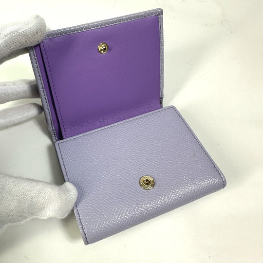 BVLGARI Trifold wallet leather purple Bulgari Bulgari Women Used Authentic