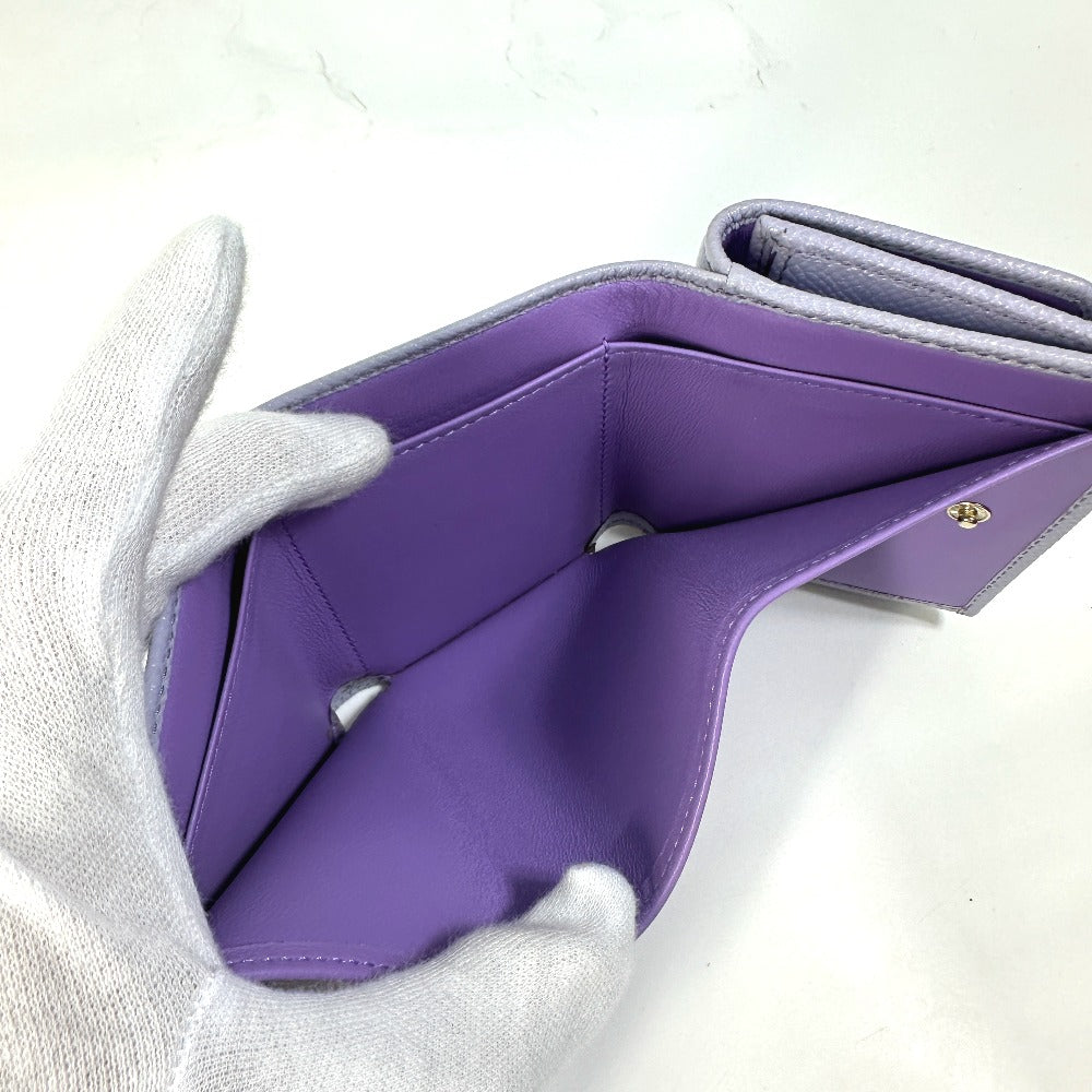 BVLGARI Trifold wallet leather purple Bulgari Bulgari Women Used Authentic