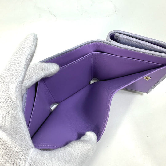 BVLGARI Trifold wallet leather purple Bulgari Bulgari Women Used Authentic