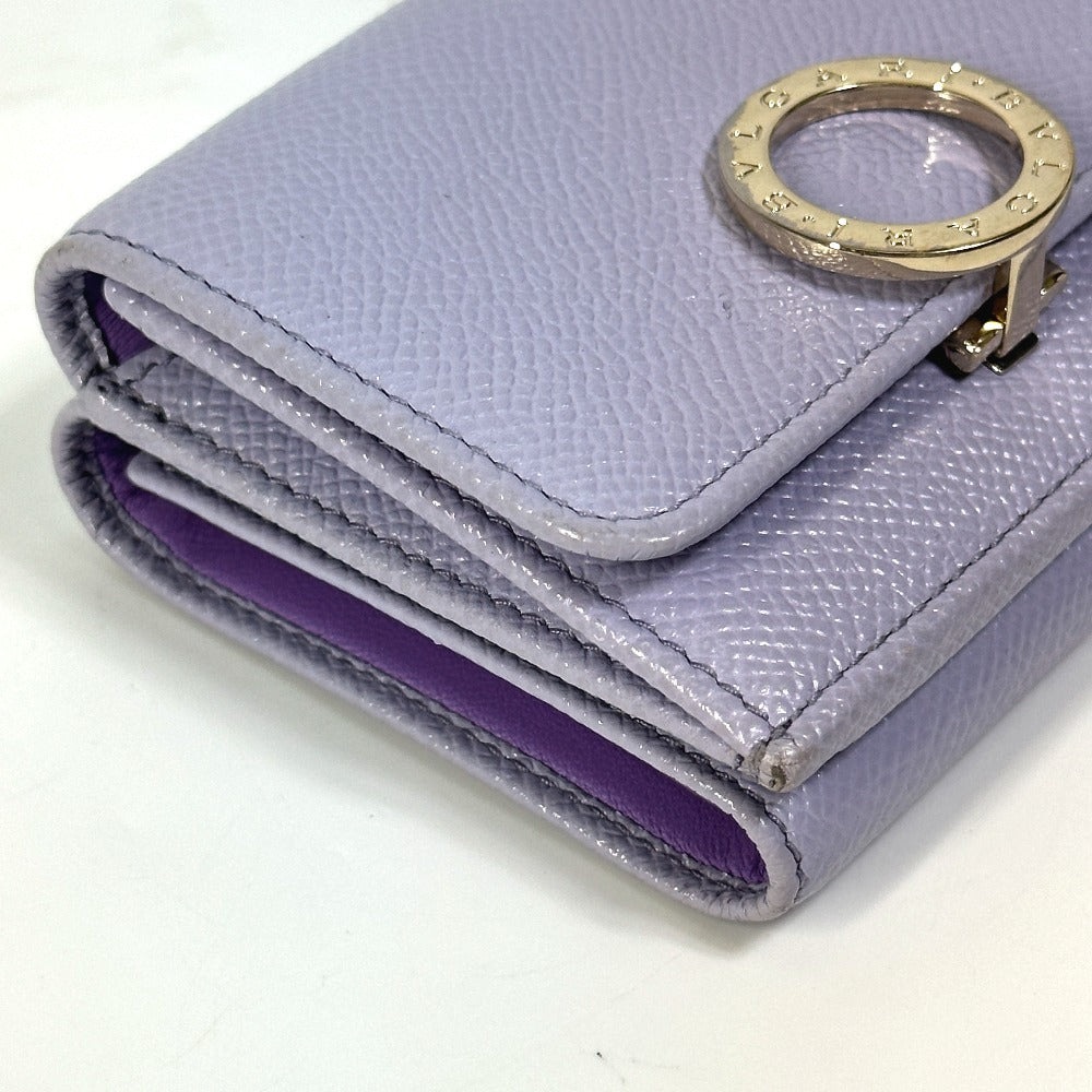 BVLGARI Trifold wallet leather purple Bulgari Bulgari Women Used Authentic