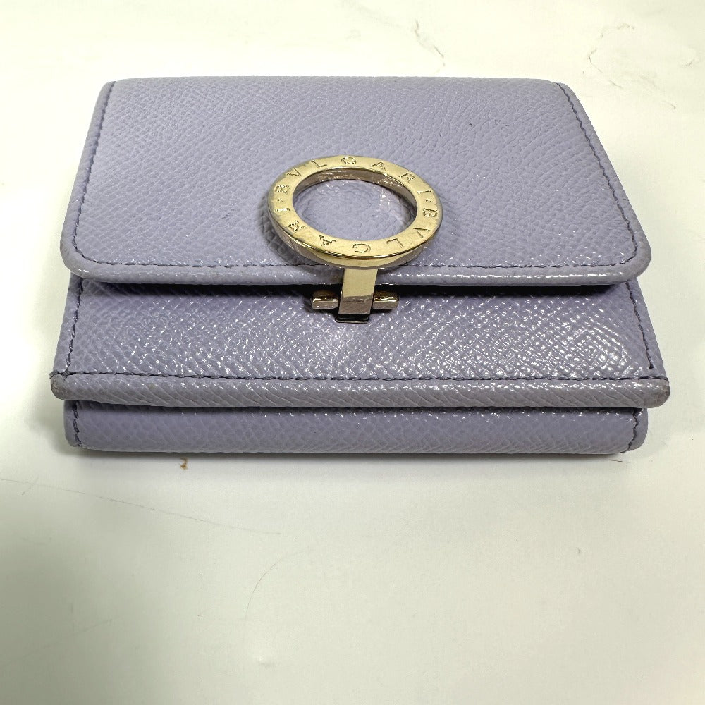 BVLGARI Trifold wallet leather purple Bulgari Bulgari Women Used Authentic