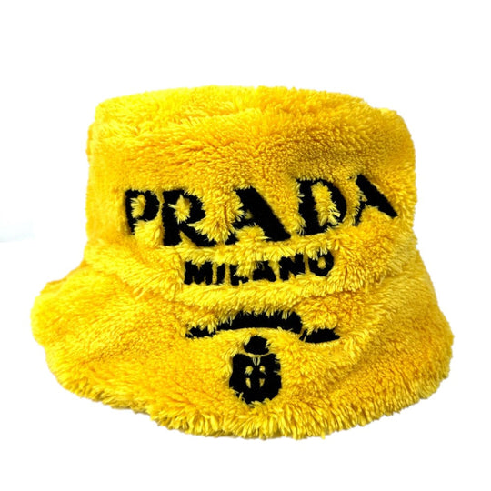 PRADA hat 1HC137 cotton yellow terry cloth logo unisex(Unisex) M/58cm Used Authentic
