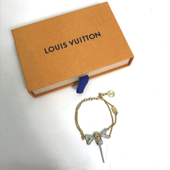 LOUIS VUITTON bracelet M67314 Gold Plated gold Accessories Essential V Swarovski 2 rows