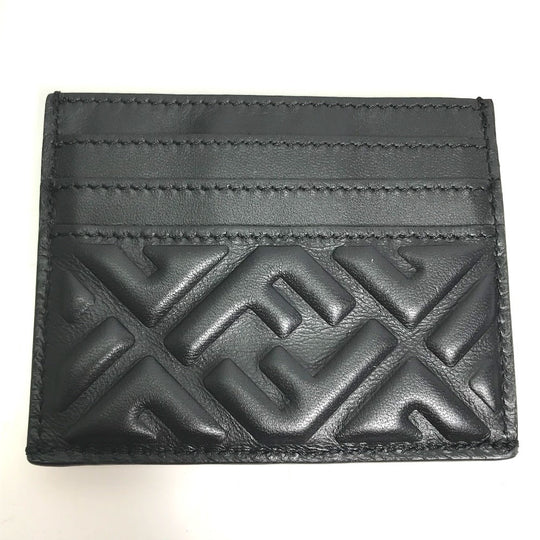FENDI Coin case 8M0423 leather black baguette card holder Women Used Authentic