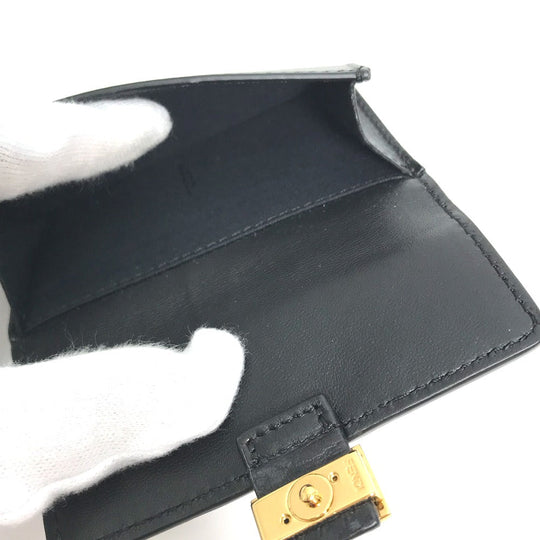 FENDI Coin case 8M0423 leather black baguette card holder Women Used Authentic