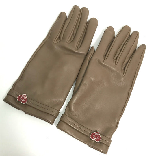 HERMES gloves Lamb leather Gray type heart Dream love Women 6.5 Used Authentic