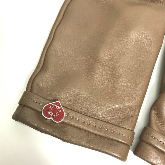 HERMES gloves Lamb leather Gray type heart Dream love Women 6.5 Used Authentic