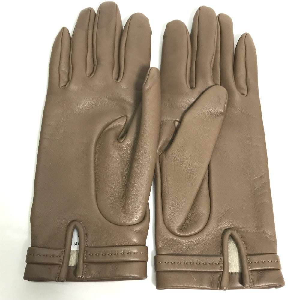 HERMES gloves Lamb leather Gray type heart Dream love Women 6.5 Used Authentic