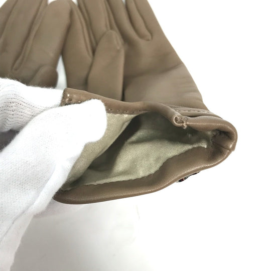 HERMES gloves Lamb leather Gray type heart Dream love Women 6.5 Used Authentic
