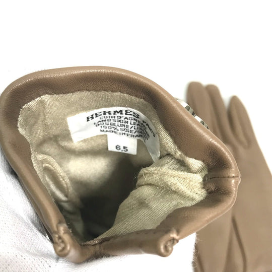 HERMES gloves Lamb leather Gray type heart Dream love Women 6.5 Used Authentic
