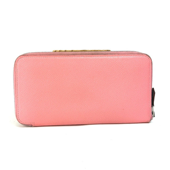 HERMES Long Wallet Purse Epsom pink Azap long silk in Women Used Authentic
