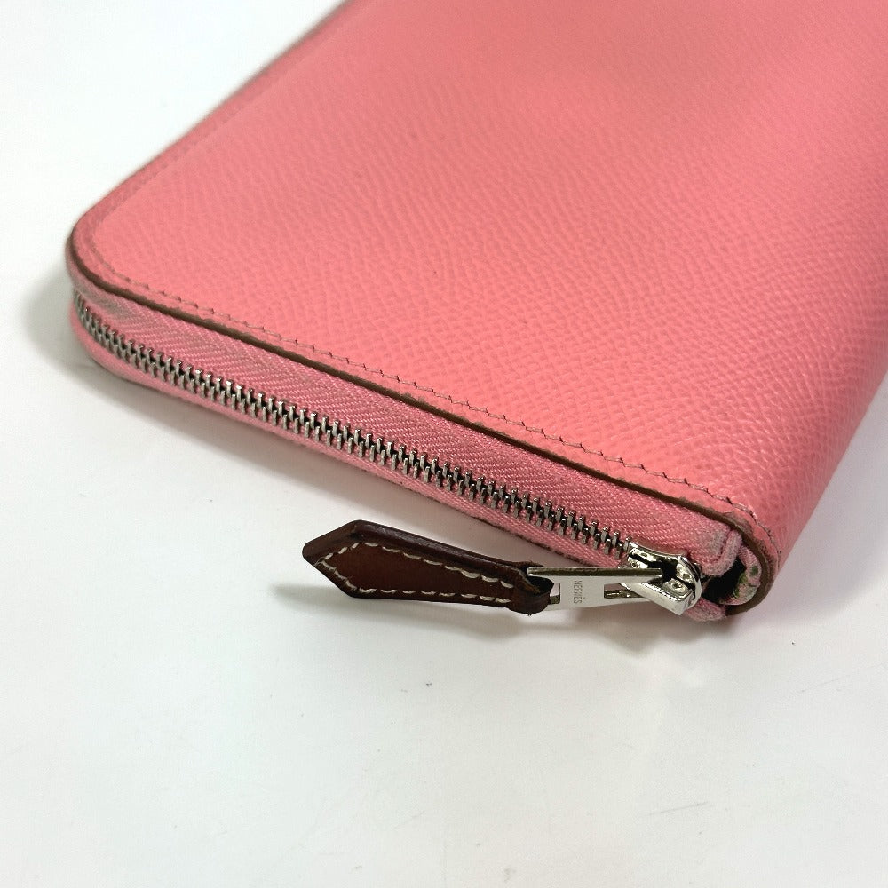 HERMES Long Wallet Purse Epsom pink Azap long silk in Women Used Authentic