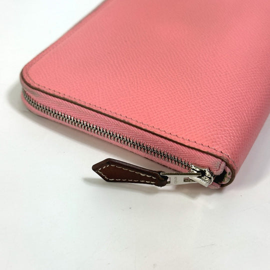 HERMES Long Wallet Purse Epsom pink Azap long silk in Women Used Authentic
