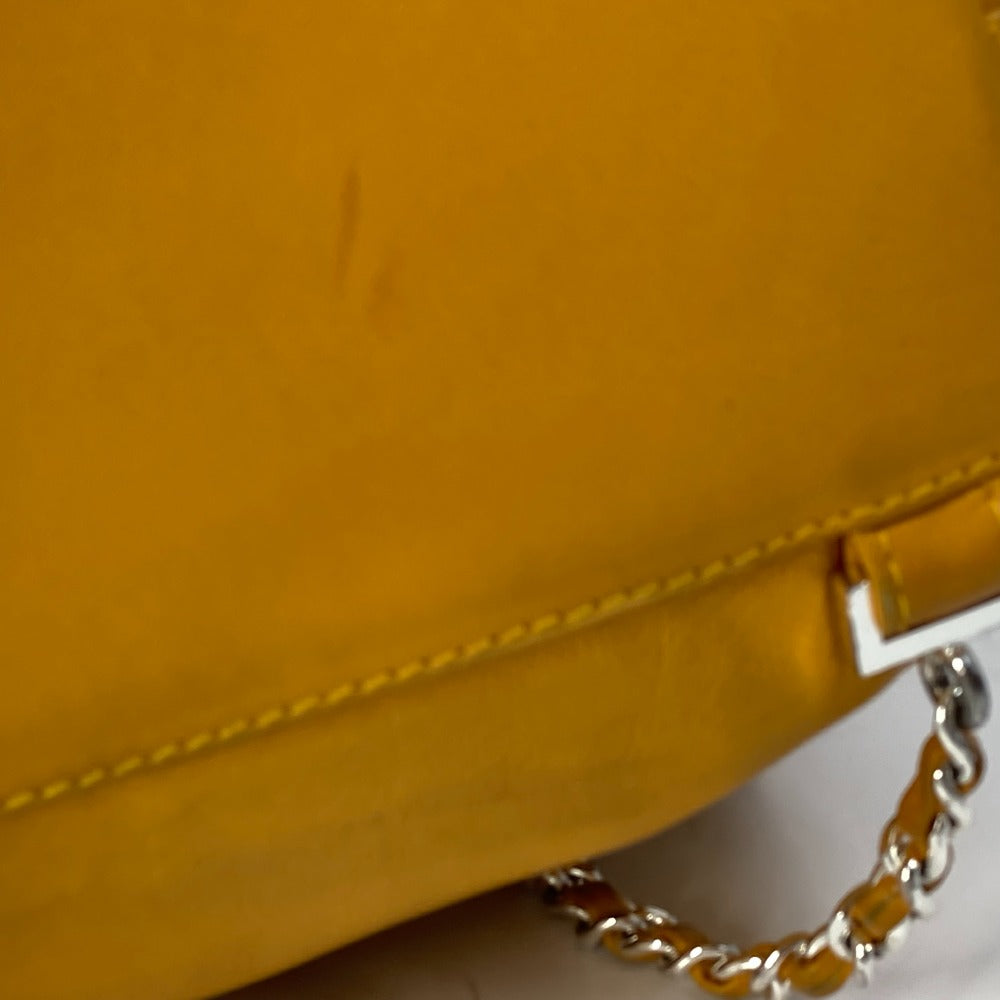 CHANEL Shoulder Bag lambskin Yellow type CC COCO Mark purse Women Used Authentic