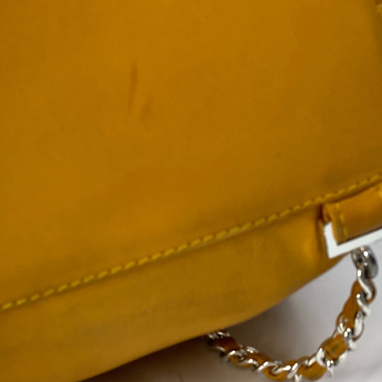 CHANEL Shoulder Bag lambskin Yellow type CC COCO Mark purse Women Used Authentic