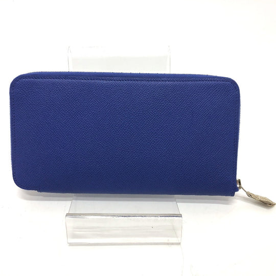 HERMES Long Wallet Purse Epsom Blue type Azap long silk in Women Used Authentic
