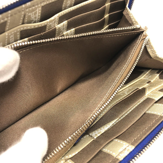 HERMES Long Wallet Purse Epsom Blue type Azap long silk in Women Used Authentic