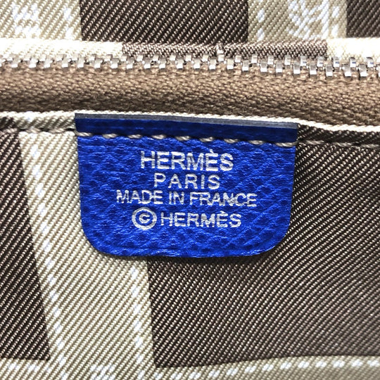 HERMES Long Wallet Purse Epsom Blue type Azap long silk in Women Used Authentic